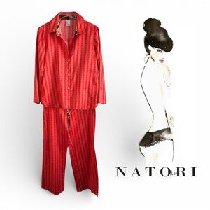 CRUZ NATORI SATIN PAJAMAS PANT SHIRT SET SZ M